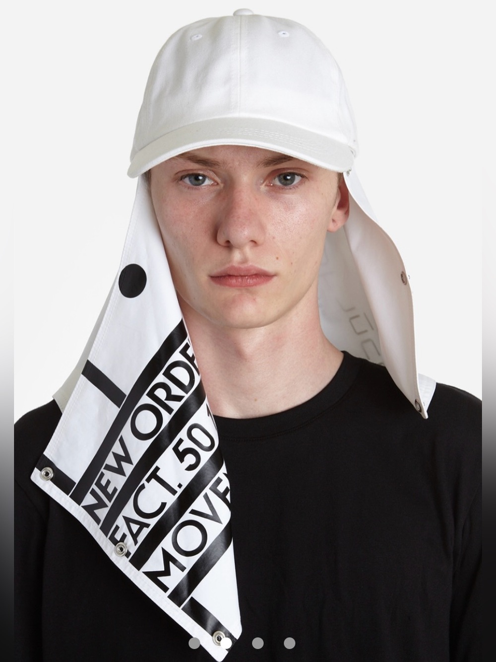 Auth Raf Simons White Joy Division Atmosphere Baseball Cap SS18 With Attachments